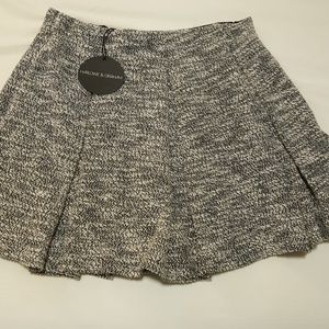 Black and White Boucle Skater Mini Skirt, L